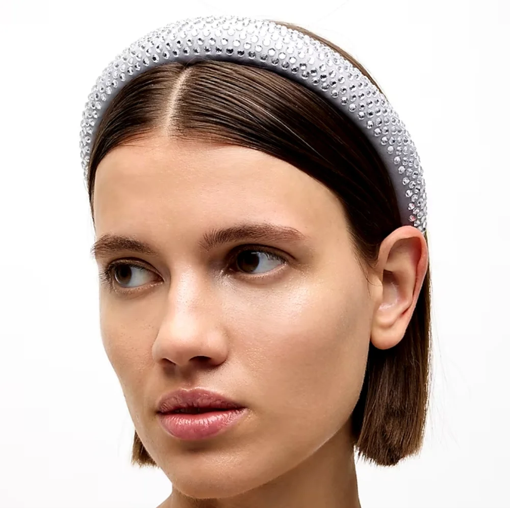 J.Crew rhinestone padded headband, gray/ silver